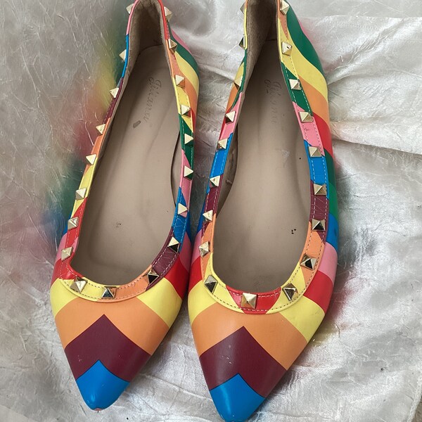 Multicoloured Pointed Flat Shoes