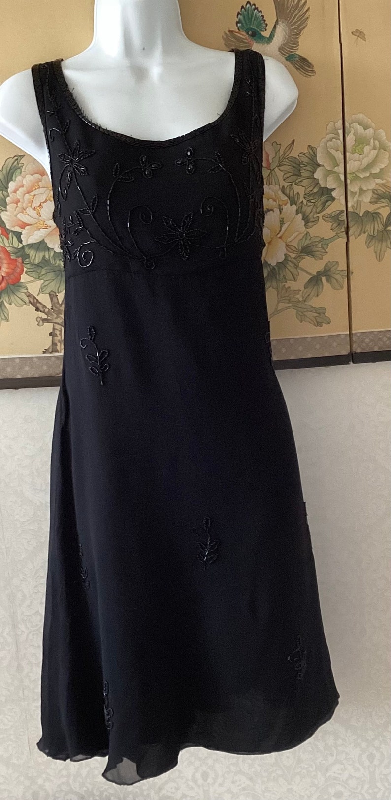 Black Beadwork Shirt Dress