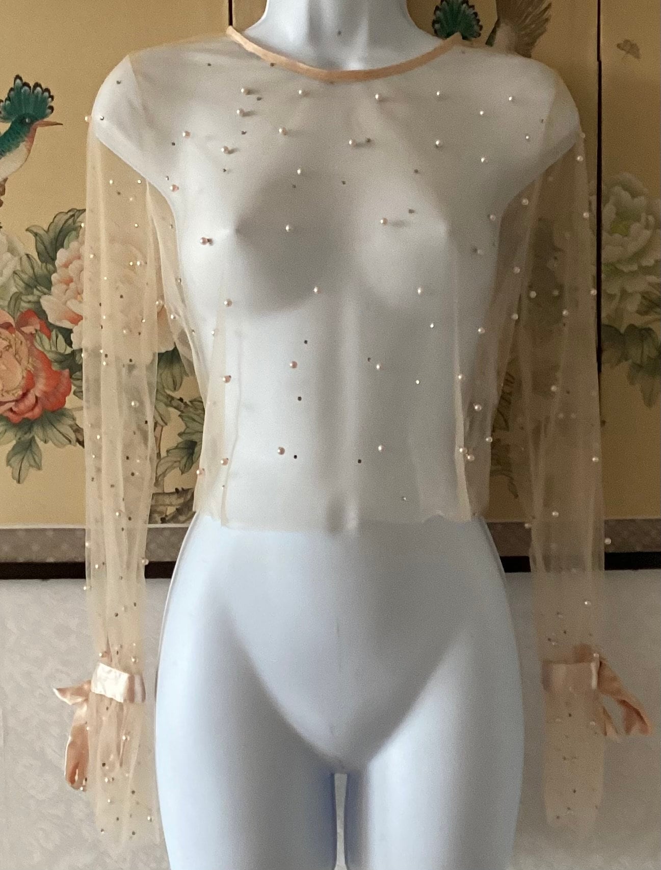 white sheer top with stars