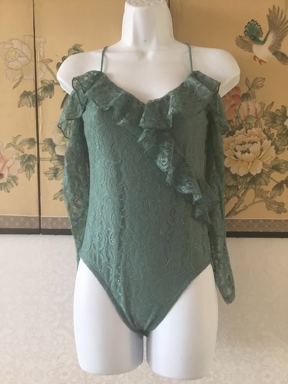 Lacy Green off The Shoulder Bodysuit - image 1