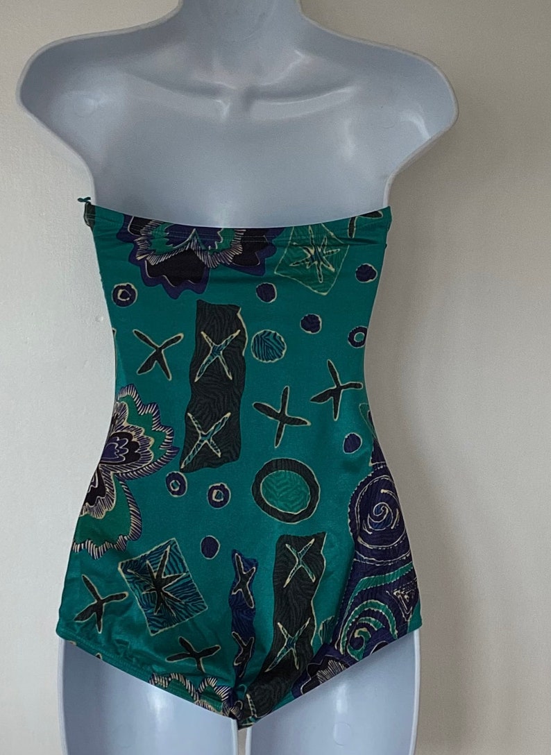 Vintage Green Low Cut Bathing Suit Etsy