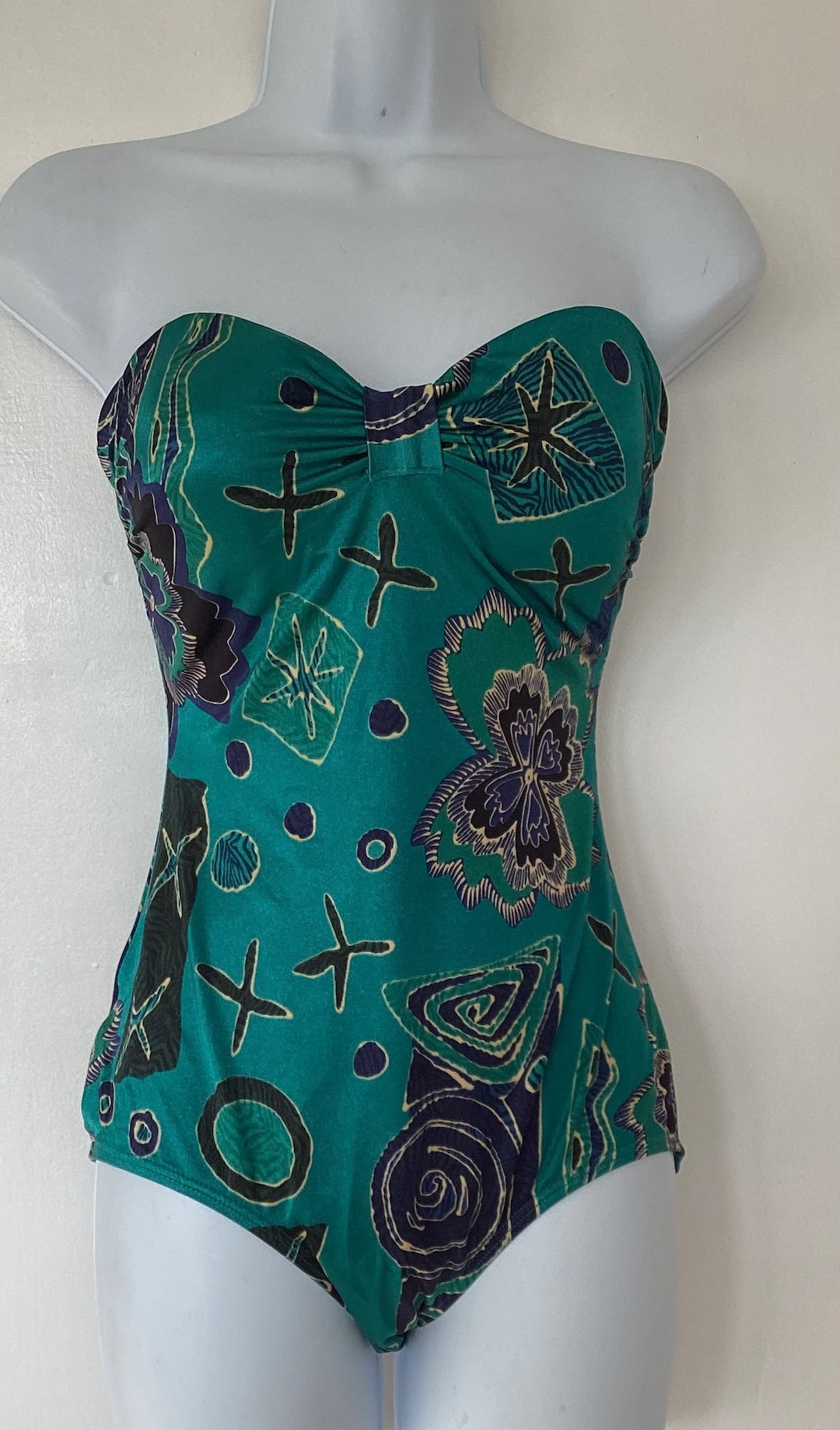 Vintage Green Low Cut Bathing Suit Etsy