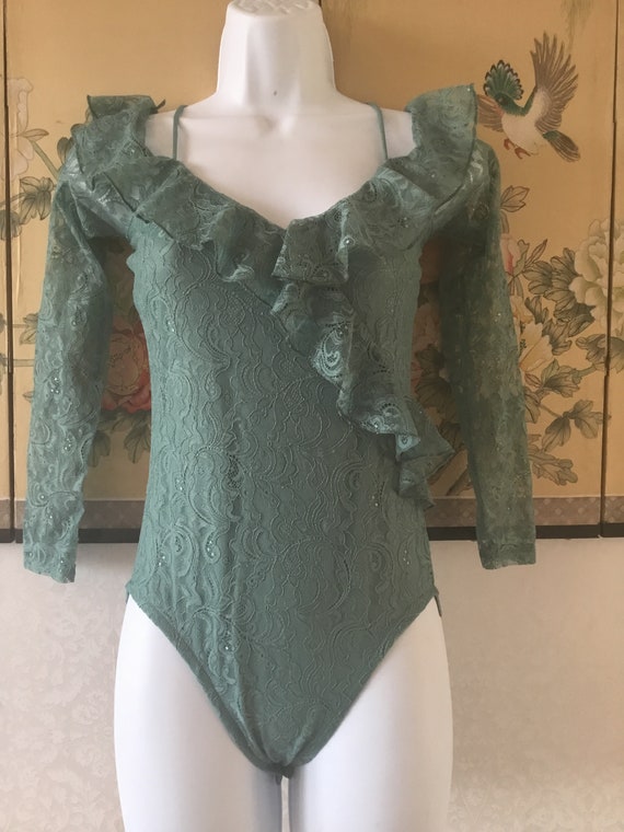 Lacy Green off The Shoulder Bodysuit - image 2