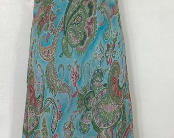 Vintage Blue Paisley Long Summer Dress