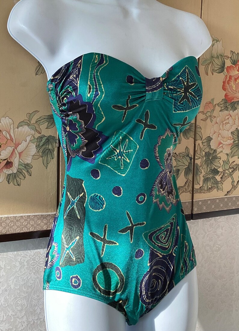 Vintage Green Low Cut Bathing Suit Etsy