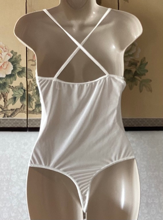 White Ruched Sheer Body Suit 