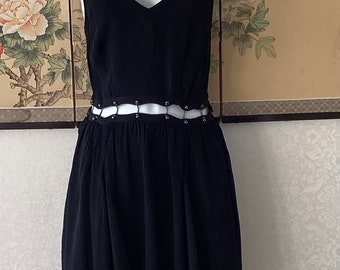 Black Open Waist Metal Hooked Dress