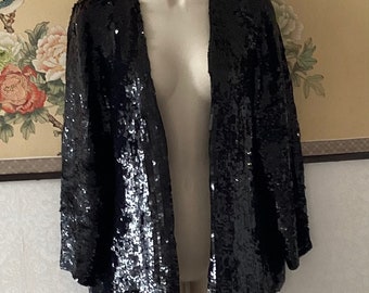 Black sequin long jacket hotsell