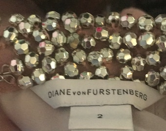 Haut de soirée Diane Von Furstenberg en soie rose et argent