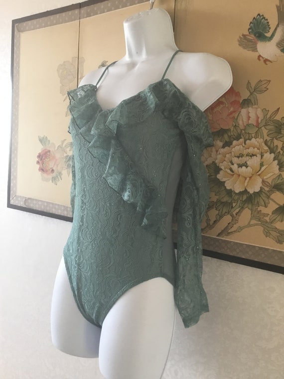 Lacy Green off The Shoulder Bodysuit - image 3