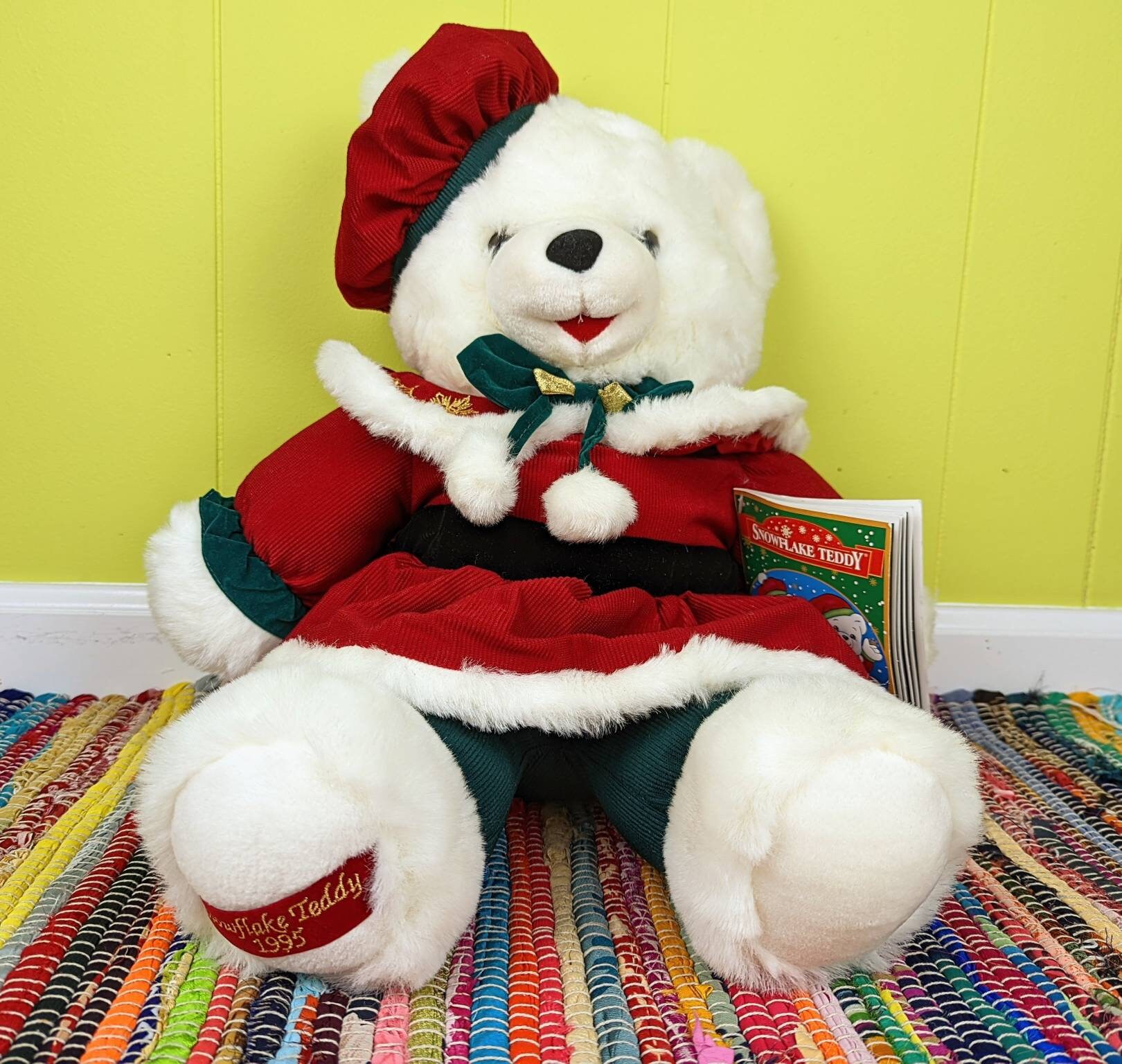 Holiday Time 15 inch Snowflake Teddy Bear 2022, Snowflake Blue Ski Wear Boy  