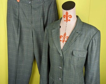 Multicolored Retro Print Blazer Jacket & Flared Pant Set