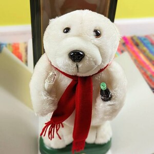 Ships FREE 4 sq Coca Cola Polar Bear Cub Extra plush Blanket Throw Lt Blue Red FUN Coke Advertising Collectible Vintage 1990s Pop Culture Etsy