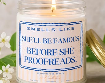 Author Gift Candle, Literary Scent for Book Lovers, Funny Writer's Candle, Novelty Gag Gift for Authors, Creative Writing Humor
