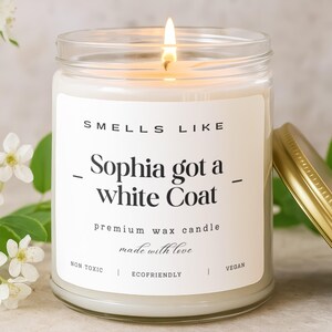 New Doctor Candle Gift, Med School Graduate White Coat Ceremony Gift for Her, Medical School Graduation, Medical Student Graduate Present