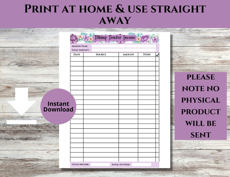 Tithing Tracker | Tithe Tracker | Tithe Log | Printable | US Letter, A4, A5 - Etsy