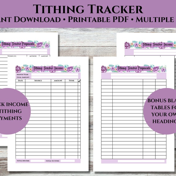 Tithing Tracker | Tithe Tracker | Tithe Log | Printable | US Letter, A4, A5