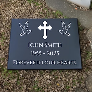 Custom Engraved Granite Memorial Headstone - Personalized Grave Marker for Cemetery