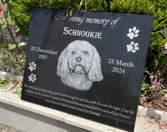 Personalized Pet Memorial Stone: Engraved Dog Portrait Headstone