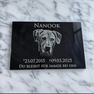 Lápida conmemorativa para mascotas – Placa de granito personalizada para perros y gatos