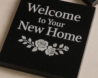 Placa de granito personalizada para casa nueva / Regalo grabado para inauguración de la casa