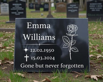 Custom Engraved Granite Memorial Plaque: Diamond Etched Headstone
