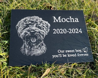 Personalized Pet Memorial Stone, Engraved Dog Grave Marker, Custom Slate Headstone, Pet Loss Gift