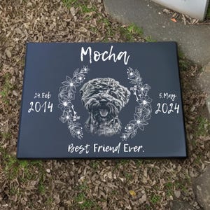 Personalized Pet Memorial Plaque – Diamond Engraved Granite Pet Headstone for Garden or Cemetery