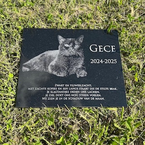 Personalized Cat Memorial Stone: Engraved Black Granite Pet Grave Marker