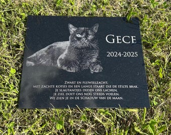 Personalized Cat Memorial Stone: Engraved Black Granite Pet Grave Marker