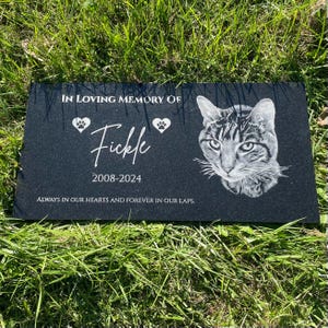 Cat Memorial Stone, Pet Memorial Stone, Cat Headstone, Portrait Cat Headstone, Cat Grave Marker, Pet Memorial
