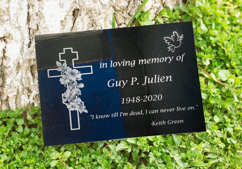 Personalized Memorial Stone, Black Granite Grave Marker, Custom