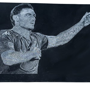 Francesco Totti Engraved photo on black granite Roma team - 20/25 cm , football gift , Roma fan gift