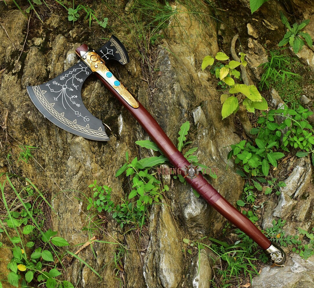 Handmade God of War Kratos Leviathan Axe, Scandinavian Axe, Axe, Norse