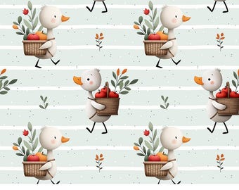 Cute Duck Seamless Pattern, Festive Holiday Background, Printable Paper Design, Farm Nursery Wallpaper, Baby Fabric, Kids Pattern