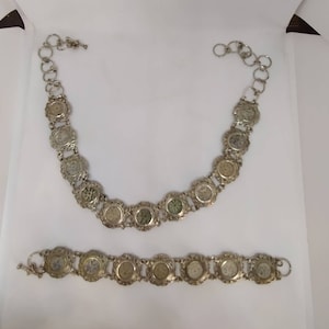 Widow&#39;s Mite Sterling Silver Set Necklace & Bracelet [18 Widow&#39;s Mite Coins] Ancient Coins Bibilical Jewelry Antiques