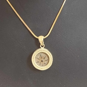 Widow&#39;s Mite Coin Real Gold Pendant and 4Grams Gold Chain Biblical Jerusalem Jewelry Accessories Historical LICENSED CERTIFIED ANTIQUES