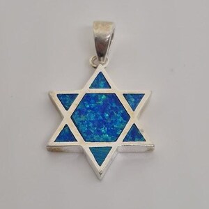 Star of David Pendant Opal Stone 925 Silver 1.5cm / 0.6&#39;&#39; Biblical Jewelry Gifts From Jerusalem The Holy Land Buy Now
