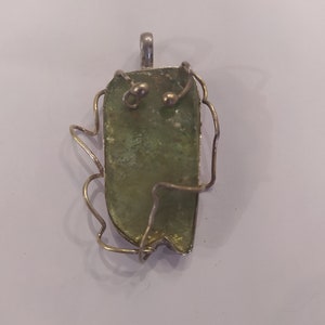 Roman Glass Pendant with Real Sterling Silver 3cm / 1.2&#39;&#39; - CERTIFIED JERUSALEM ANTIQUES Shop
