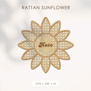 Tournesol en rotin svg, Nom de la pépinière signe laser fichiers, Enseigne de porche svg, Accessoire photo nouveau-né pour Glowforge