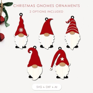 Weihnachten Gnome svg Bundle, Weihnachten Tags svg, lustige Weihnachtsschmuck svg, 3D Geschenk Tags Laser geschnitten svg
