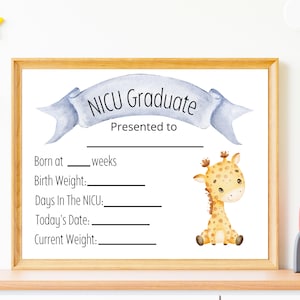 Printable NICU Graduation Certificate | Preemie Milestone Keepsake | NICU Nurse Baby Discharge Gift | Newborn Hospital Graduation Sign