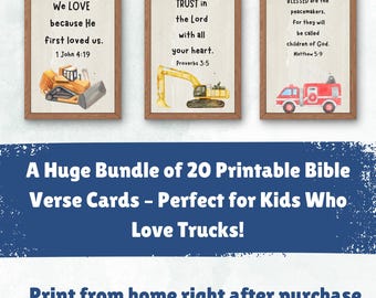 Christian Bible Verse Cards for Kids, Scripture Cards Printable, Boys Bible Memory Cards, Christian Homeschool Resource, Faith Based Kids