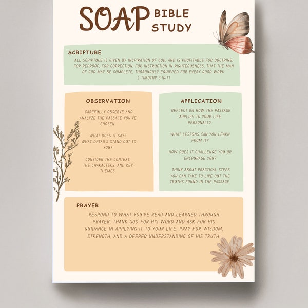 Vintage Floral SOAP Method Bible Study Printable, Instant Download, Bible Study Journal Guide, Bible Study pdf