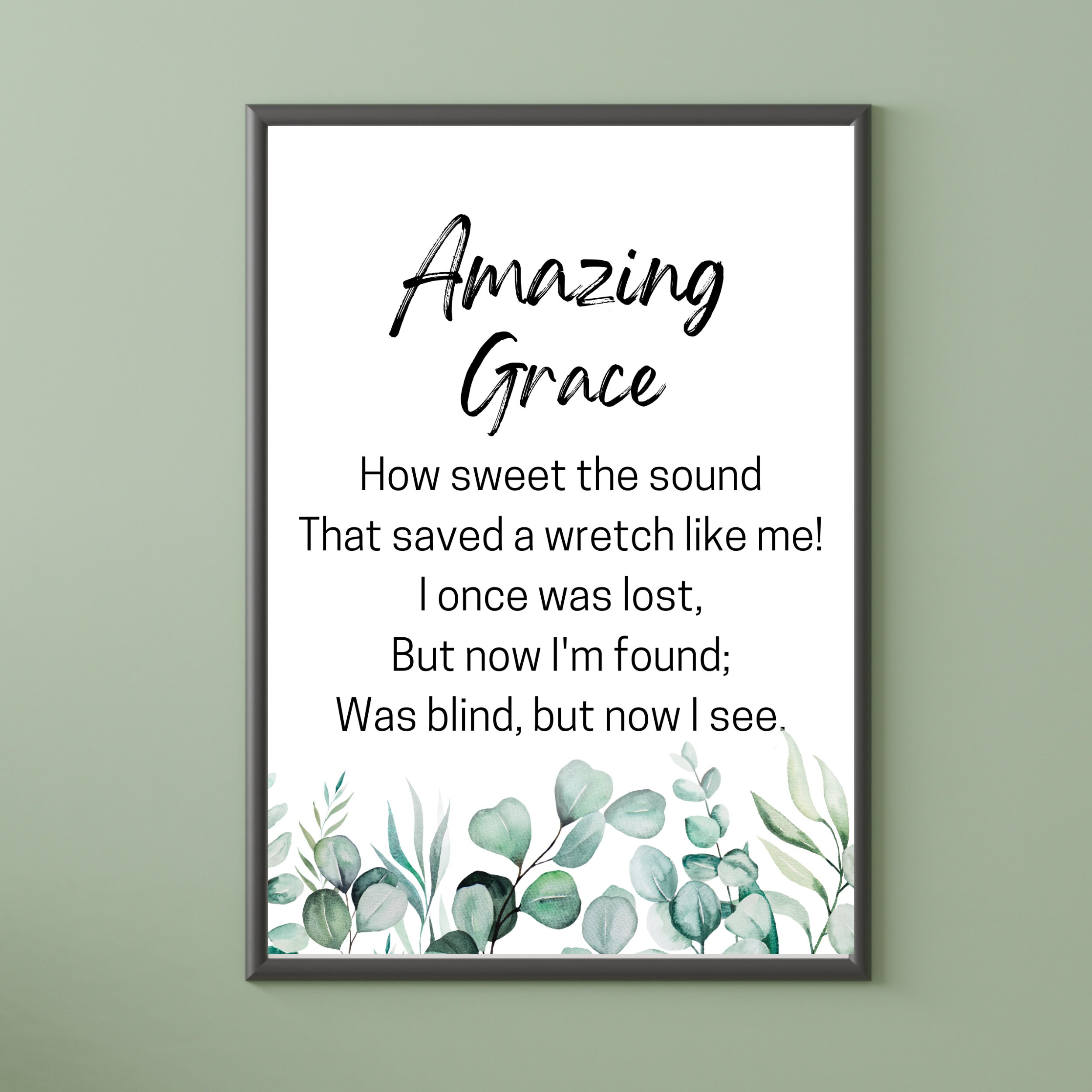 Amazing Grace Printable, Christian Printable Wall Art, Hymn Wall Art ...