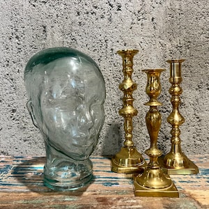 Vintage Brass Candlesticks, Mother of Pearl Inlay, 9.5 Inch, Taper Candle  Holders, Made in India 