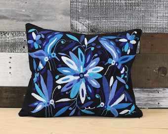 Throw Pillow Cover, Authentic Mexican Tenango, Hand Embroidered Otomi Art, Textile Pillowcase