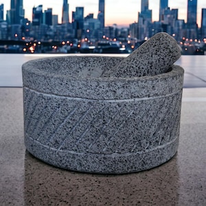 Mortar & Pestle Slants - Lava Stone - 8 Inch - Authentic Mexican Molcajete