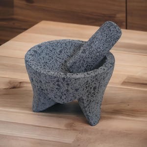 Mighty Bowl & Pestle - Piedra de lava - 6 pulgadas - Molcajete mexicano auténtico