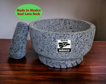 Hourglass Bowl & Pestle - Lava Stone - Various Sizes - Authentic Mexican Molcajete